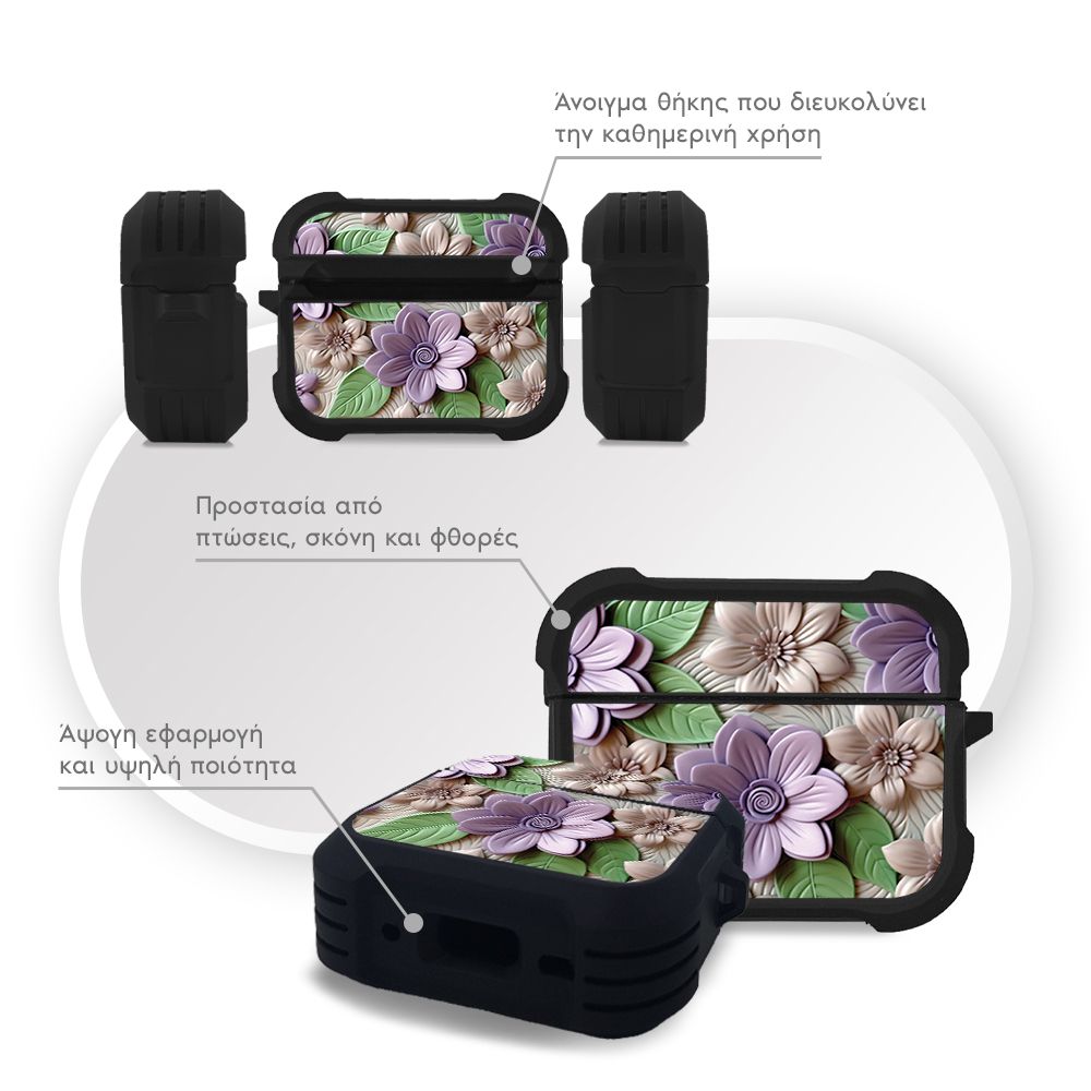 Θήκη Σιλικόνης Sonique 3D Flower Series για AirPods Pro 3 Βιολετί