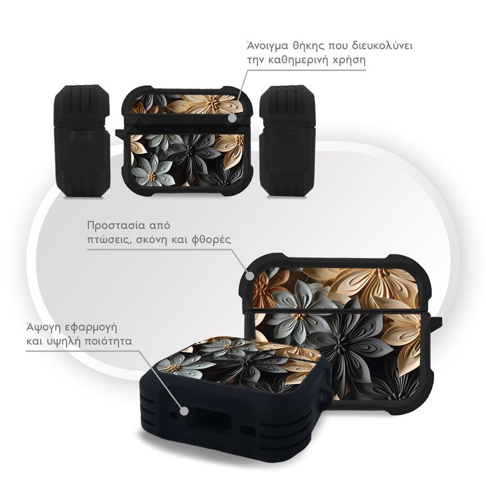 Θήκη Σιλικόνης Sonique 3D Flower Series για AirPods Pro 3 Γκρι