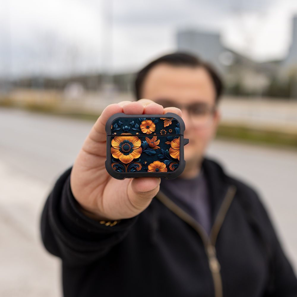 Θήκη Σιλικόνης Sonique 3D Flower Series για AirPods Pro 3 Πορτοκαλί 01