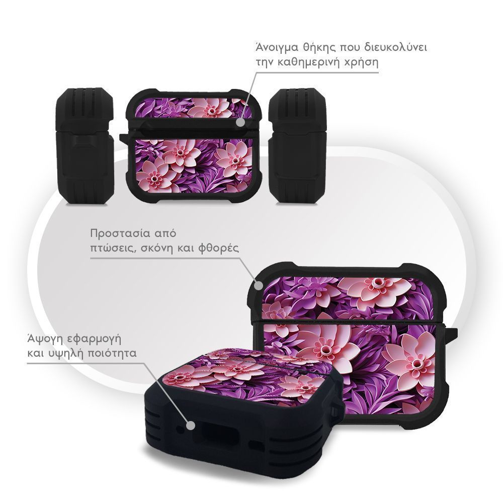 Θήκη Σιλικόνης Sonique 3D Flower Series για AirPods Pro 3 Ροζ