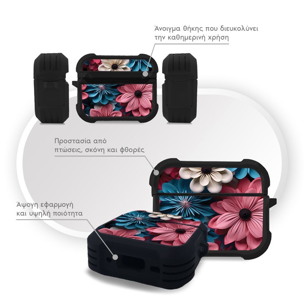 Θήκη Σιλικόνης Sonique 3D Flower Series για AirPods Pro 3 Ροζ 01