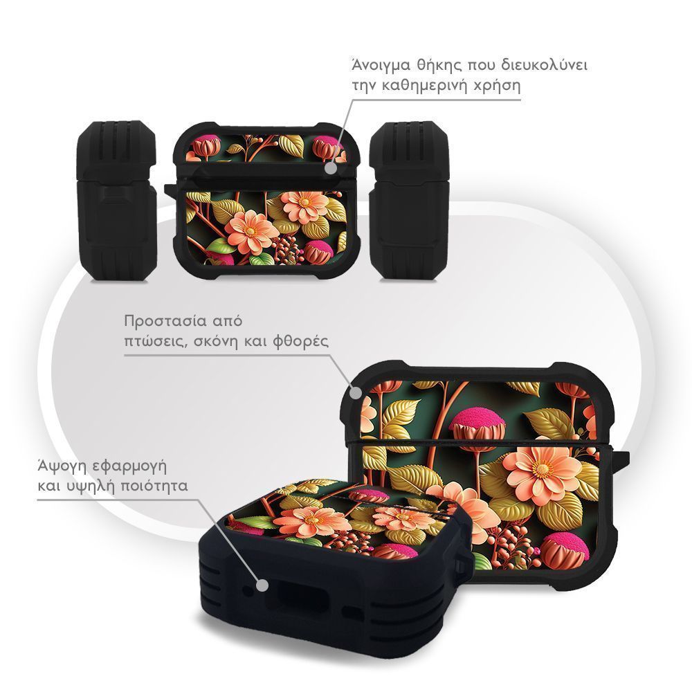 Θήκη Σιλικόνης Sonique 3D Flower Series για AirPods Pro 3 Σομόν