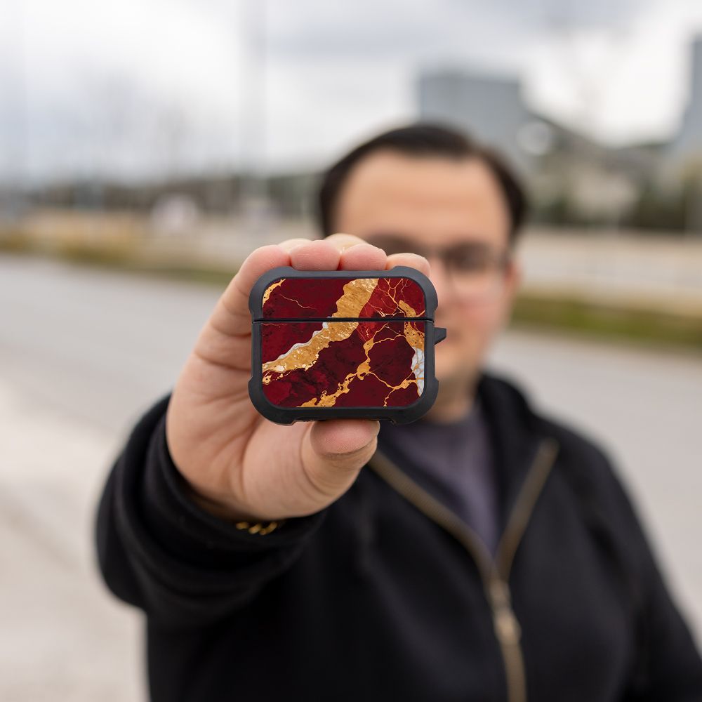 Θήκη Σιλικόνης Marble Series για AirPods Pro 3 Κόκκινο