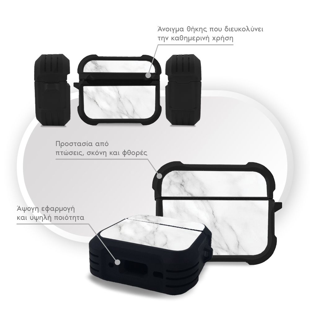Θήκη Σιλικόνης Marble Series για AirPods Pro 3 Λευκό