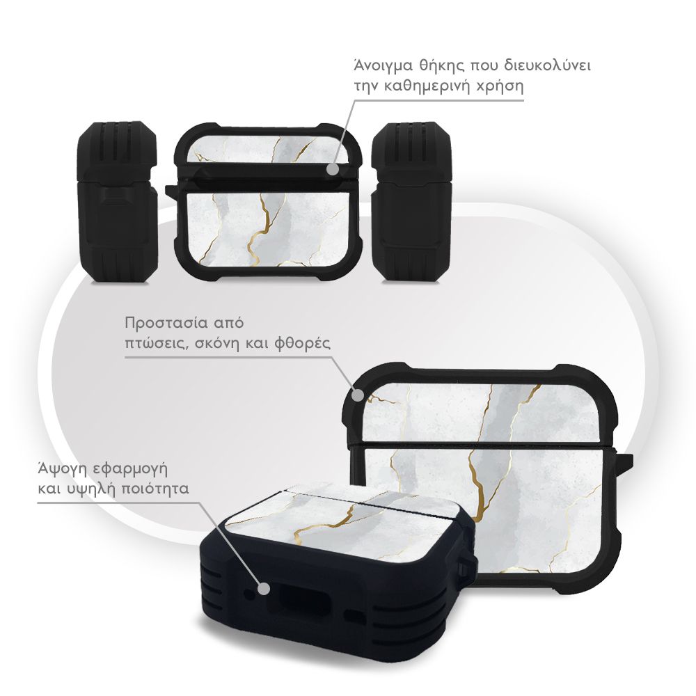 Θήκη Σιλικόνης Marble Series για AirPods Pro 3 Λευκό 01