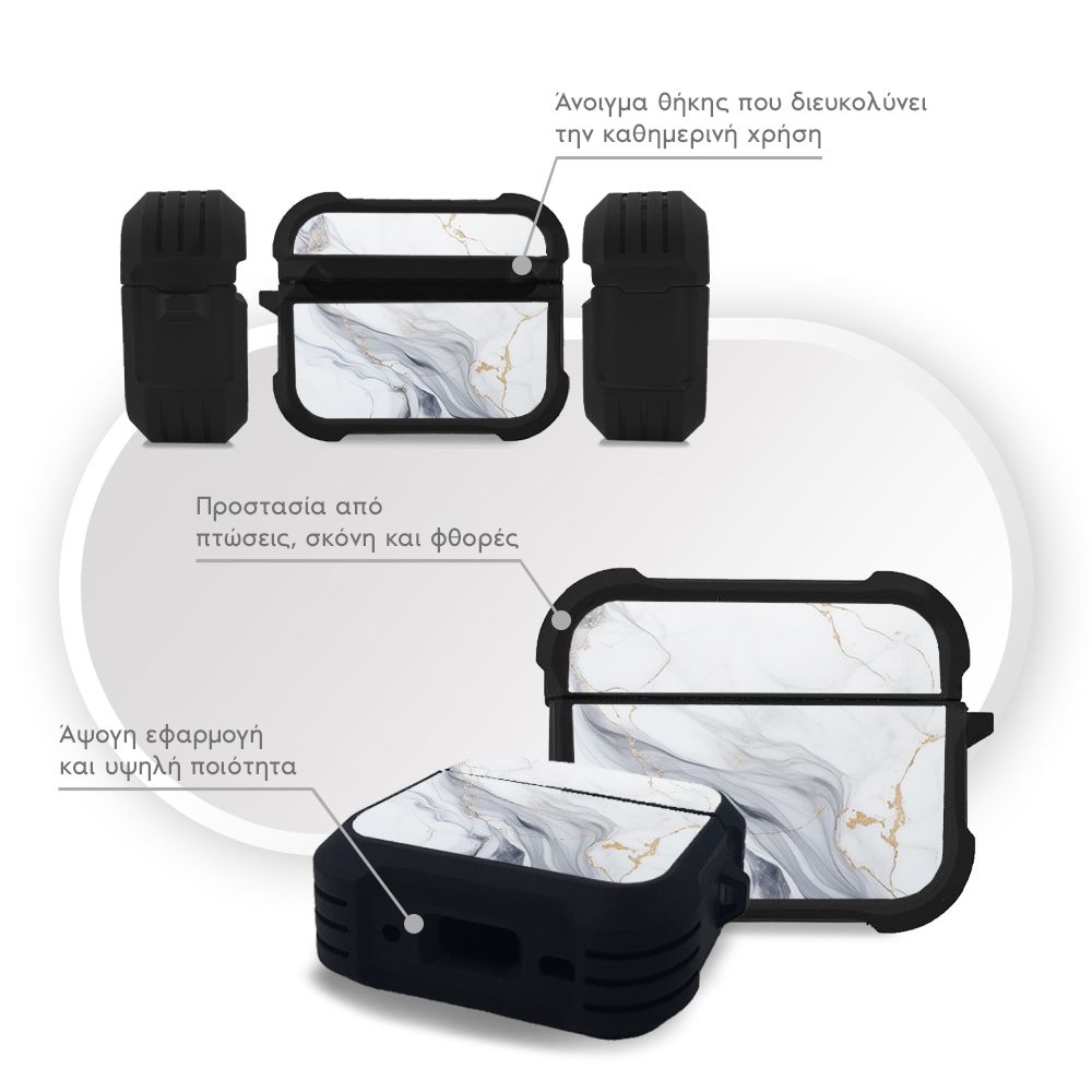 Θήκη Σιλικόνης Marble Series για AirPods Pro 3 Λευκό 02