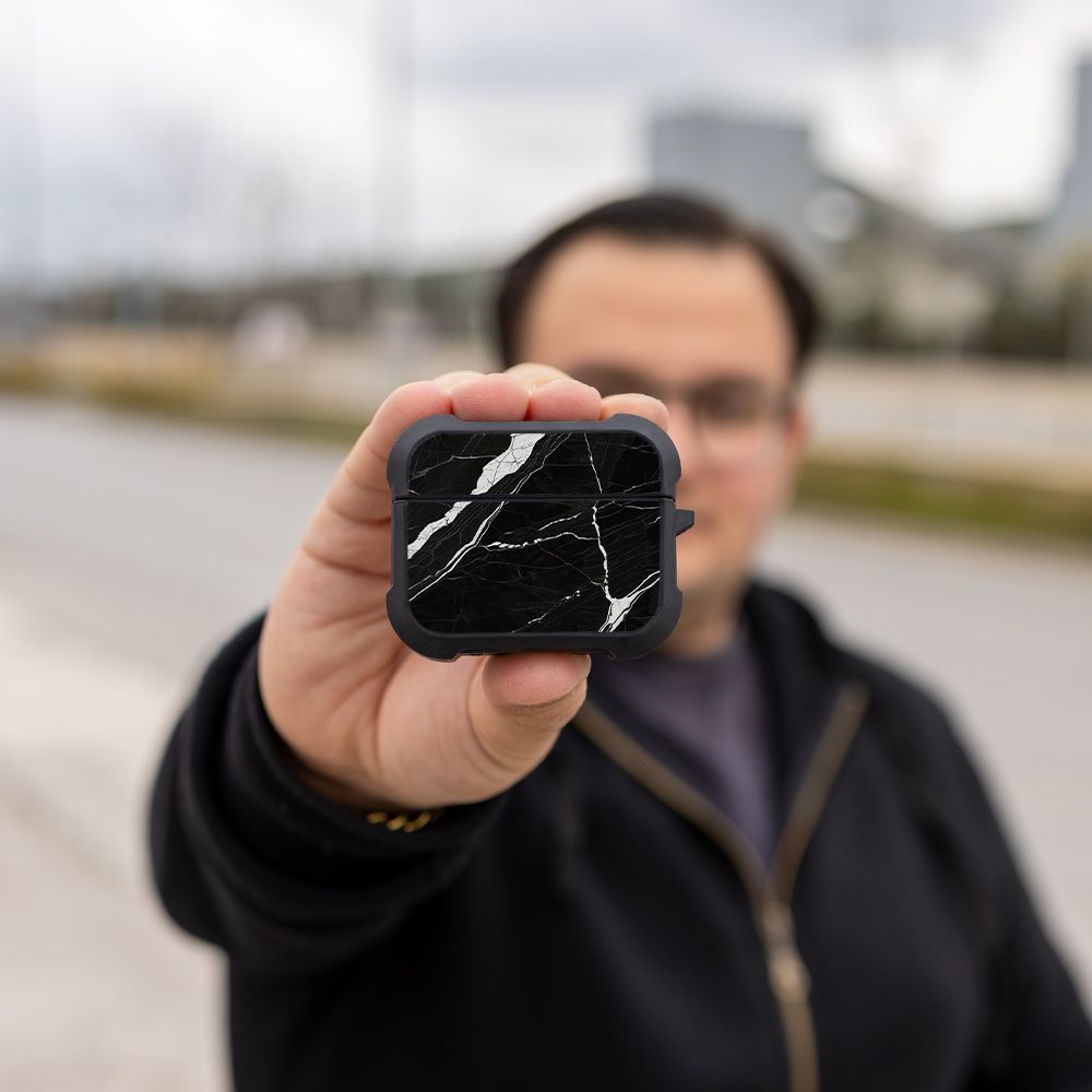 Θήκη Σιλικόνης Marble Series για AirPods Pro 3 Μαύρο