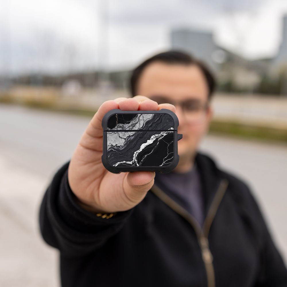 Θήκη Σιλικόνης Marble Series για AirPods Pro 3 Μαύρο 02