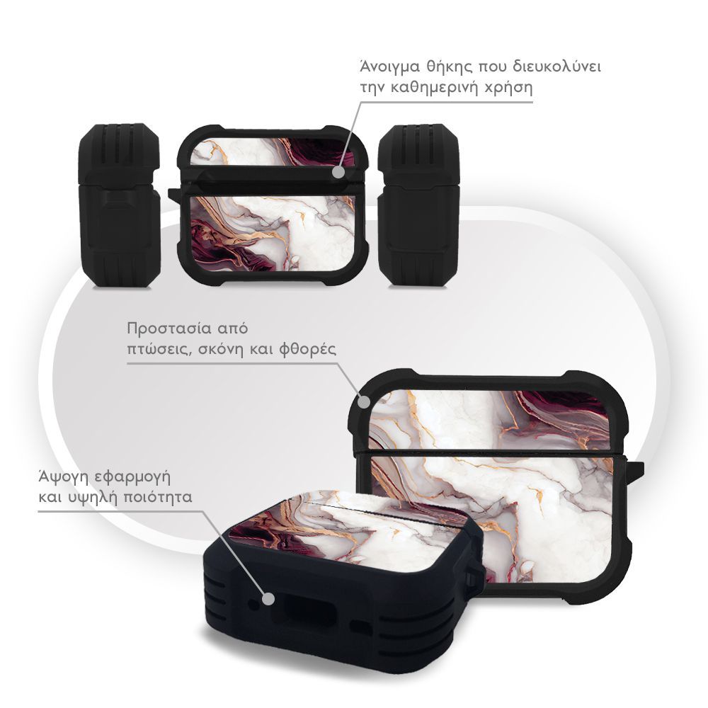 Θήκη Σιλικόνης Marble Series για AirPods Pro 3 Μπορντώ
