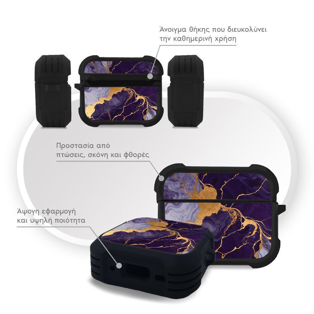 Θήκη Σιλικόνης Marble Series για AirPods Pro 3 Μωβ