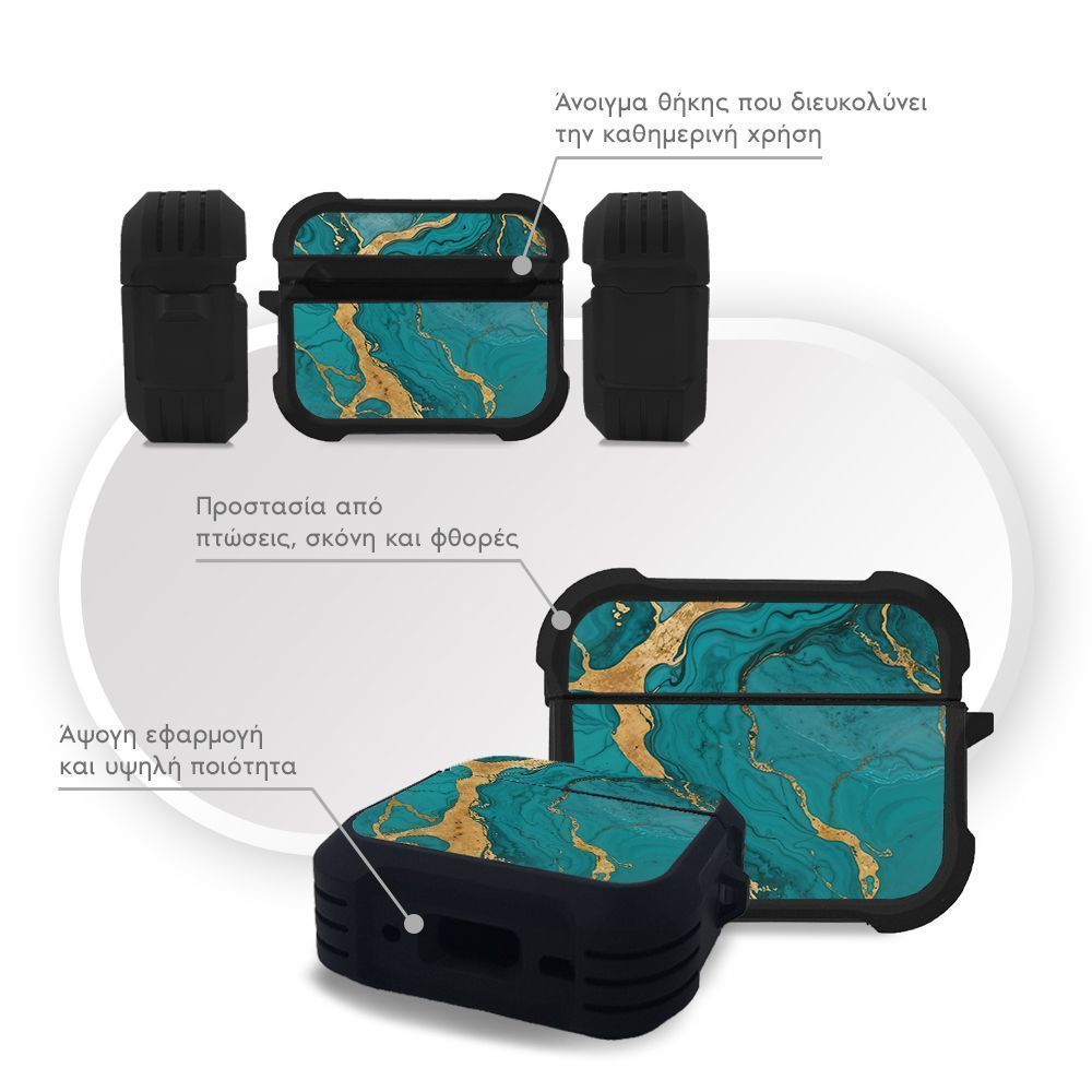Θήκη Σιλικόνης Marble Series για AirPods Pro 3 Πράσινο