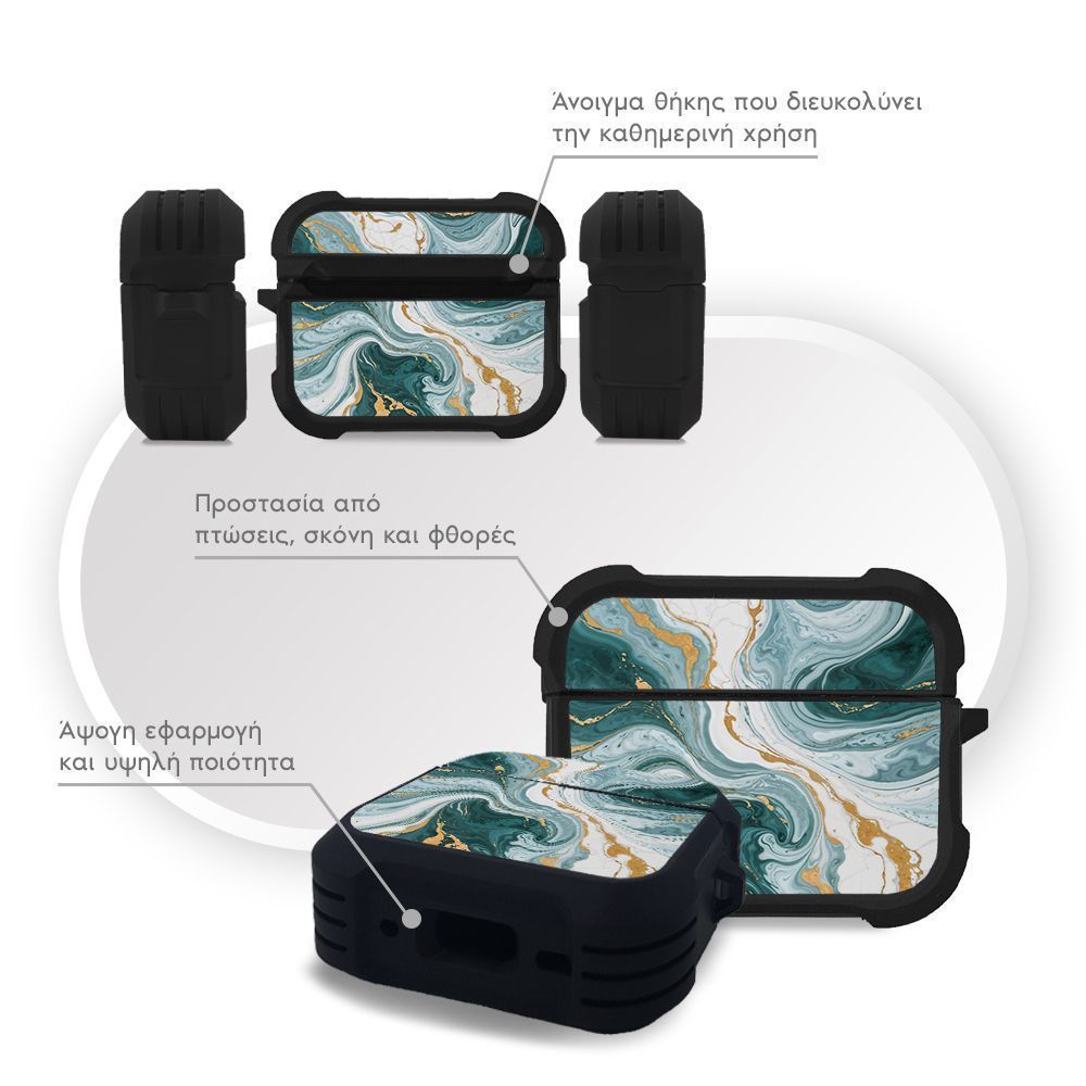 Θήκη Σιλικόνης Marble Series για AirPods Pro 3 Πράσινο 01