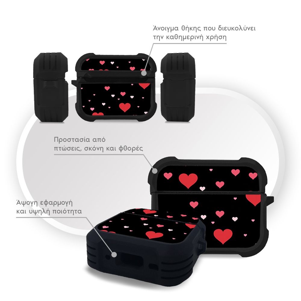 Θήκη Σιλικόνης Sonique Heart Series για AirPods Pro 3 Μαύρο