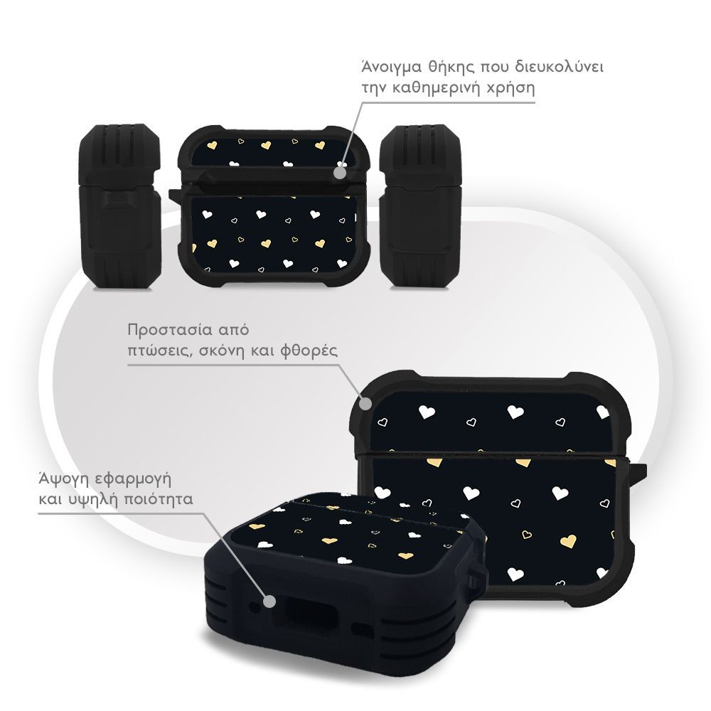 Θήκη Σιλικόνης Sonique Heart Series για AirPods Pro 3 Μαύρο 01