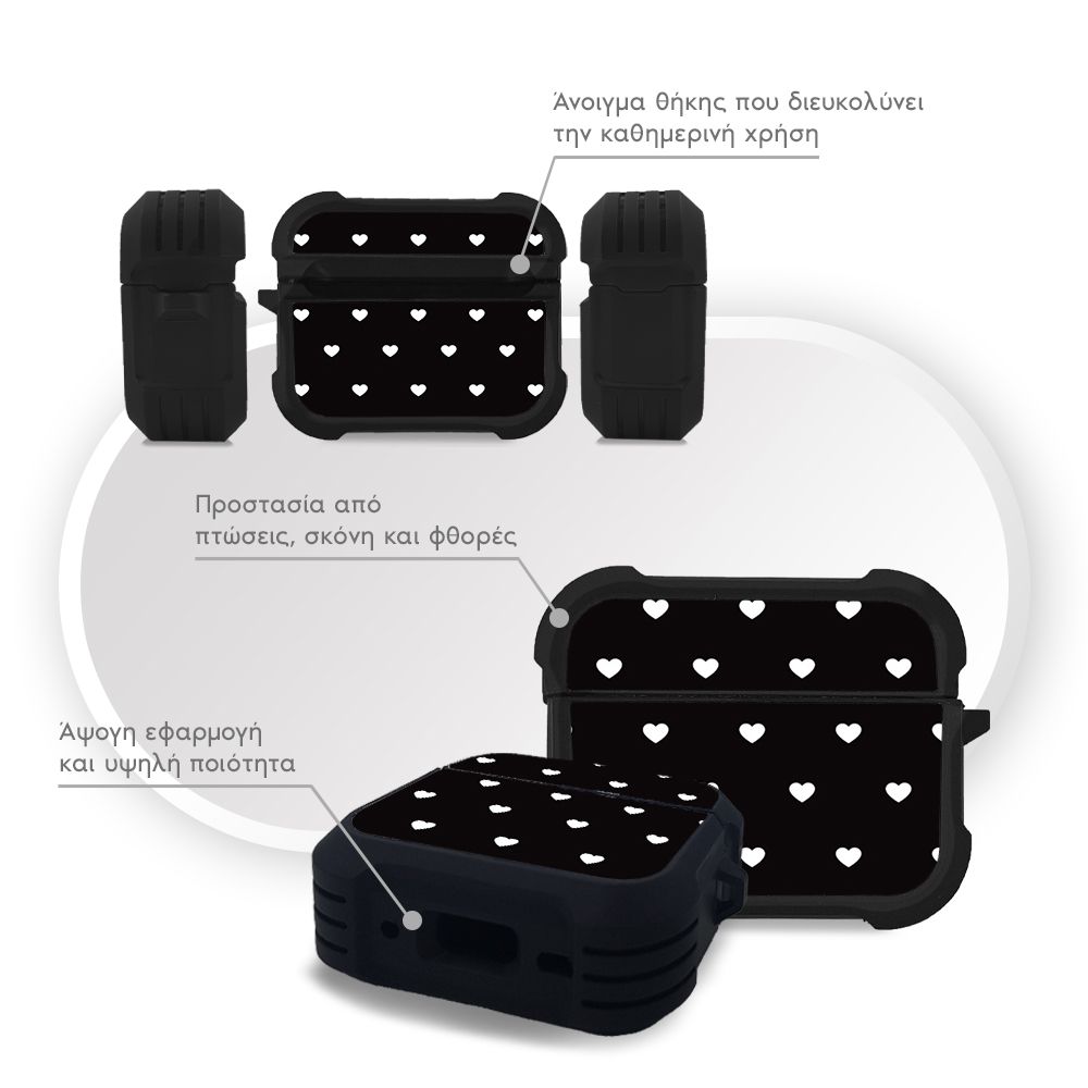Θήκη Σιλικόνης Sonique Heart Series για AirPods Pro 3 Μαύρο 02