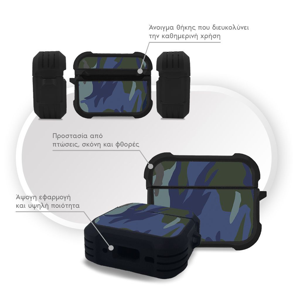 Θήκη Σιλικόνης Sonique Camouflage Army Series για AirPods Pro 3 Μπλε 01