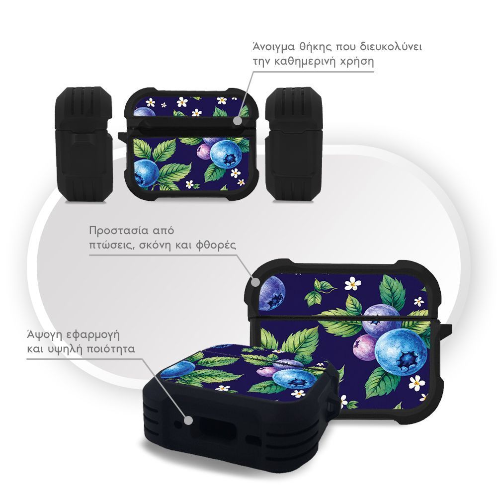 Θήκη Σιλικόνης Sonique Fruit Series για AirPods Pro 3 Μύρτιλο 01