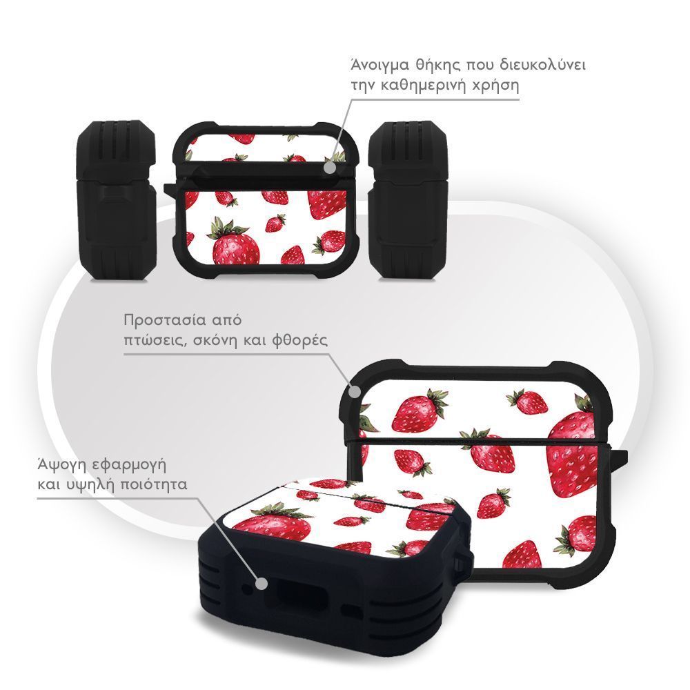 Θήκη Σιλικόνης Sonique Fruit Series για AirPods Pro 3 Φράουλα 01