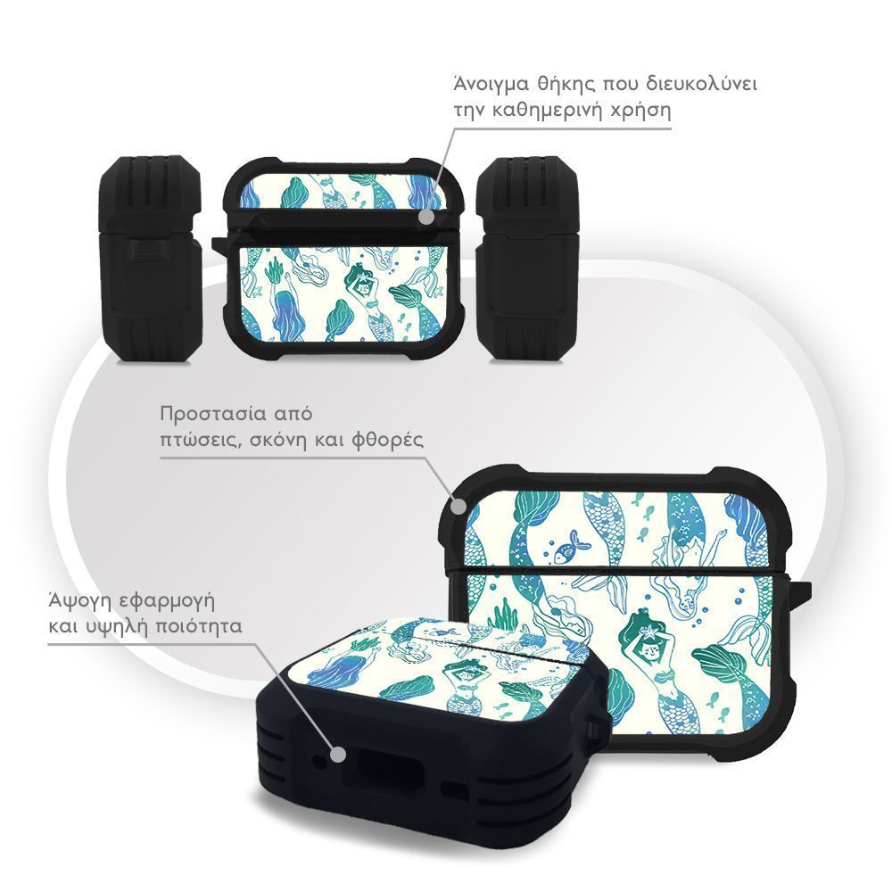 Θήκη Σιλικόνης Sonique Ocean Series για AirPods Pro 3 Γοργόνες