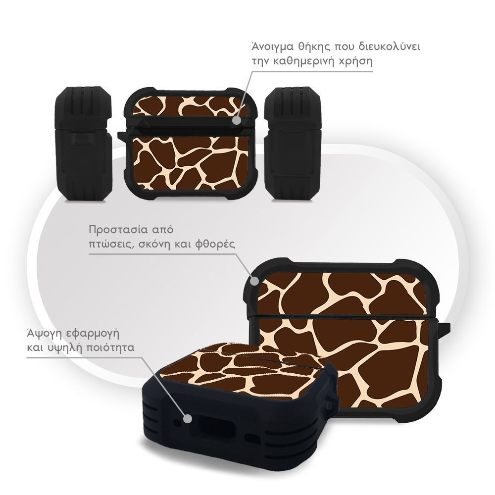 Θήκη Σιλικόνης Sonique Animal Print Series για AirPods Pro 3 Giraffe 01