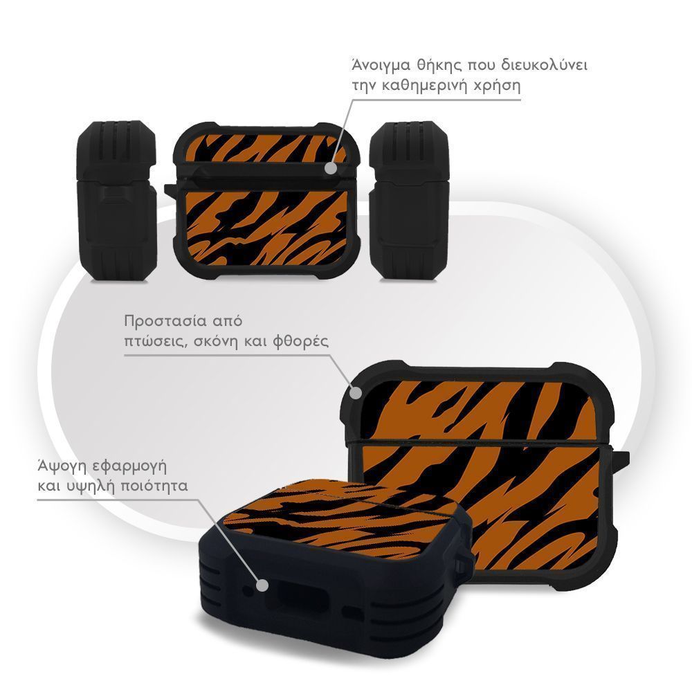 Θήκη Σιλικόνης Sonique Animal Print Series για AirPods Pro 3 Tiger 01