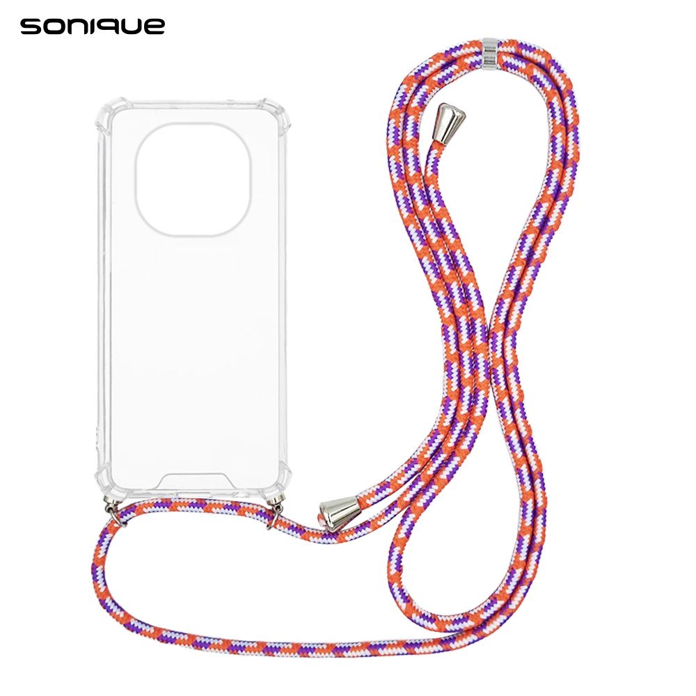 Θήκη Σιλικόνης με Κορδόνι Sonique Armor Clear Xiaomi Redmi Note 15 4G / Redmi Note 15 5G / Poco M8 5G Rainbow Κοραλλί