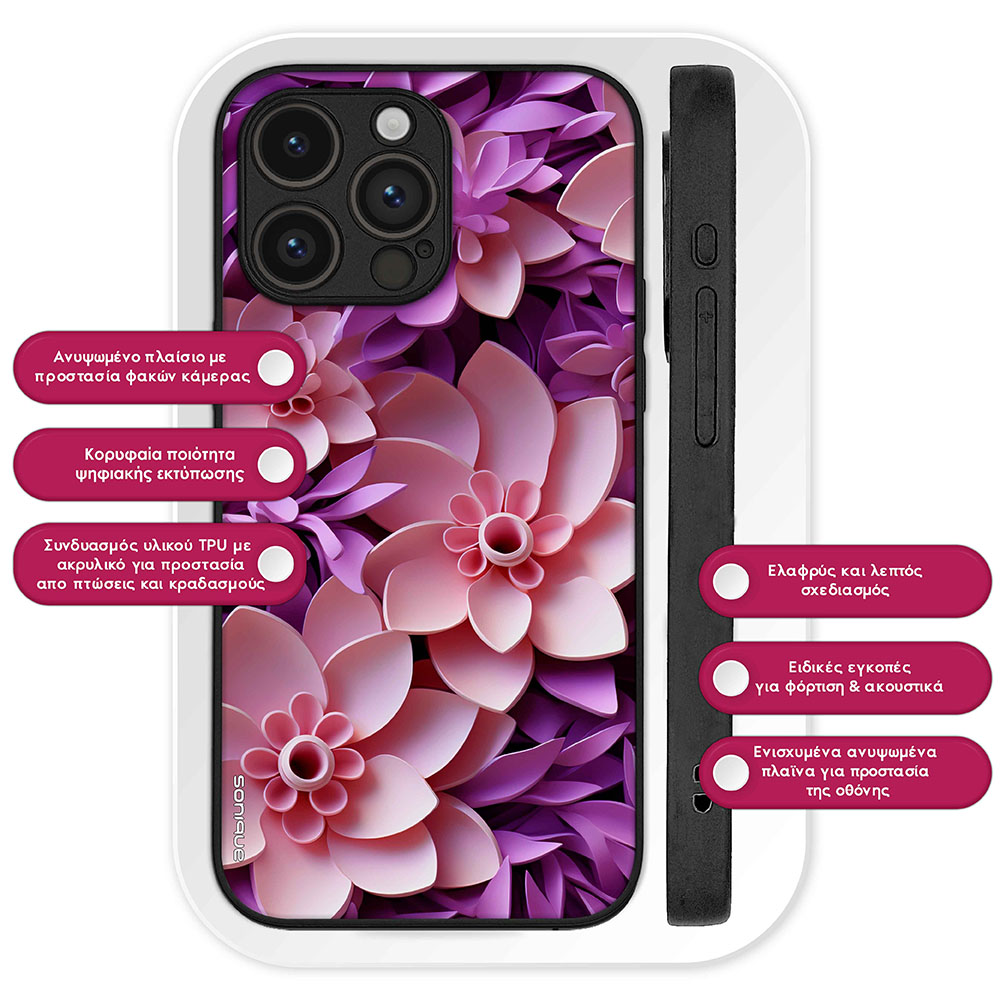 Θήκη Sonique 3D Flower Series για Motorola Edge 70 Fusion 5G Ροζ