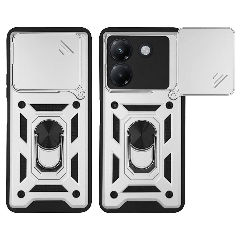 Θήκη Ring Armor CamPro Sonique για Xiaomi Poco M7 Pro 5G Ασημί