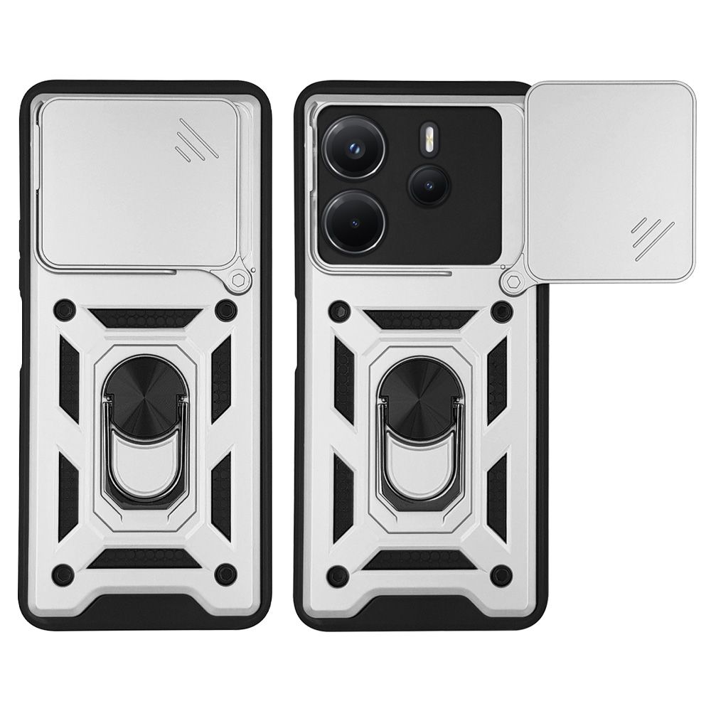 Θήκη Ring Armor CamPro Sonique για Xiaomi Redmi Note 14 4G (164.84mm) Ασημί