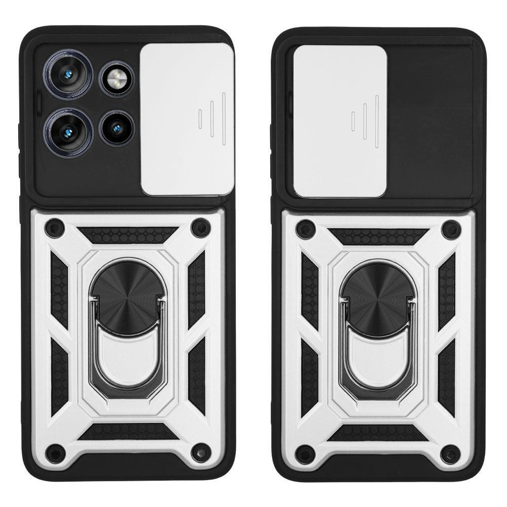 Θήκη Ring Armor CamPro Sonique για Motorola Edge 50 Neo 5G / Edge 60 Neo 5G Ασημί
