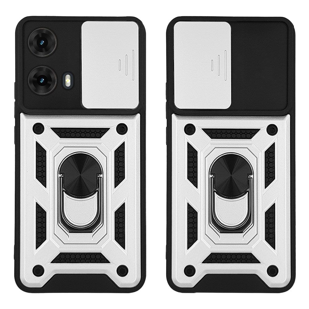 Θήκη Ring Armor CamPro Sonique για Motorola Moto G85 5G Ασημί