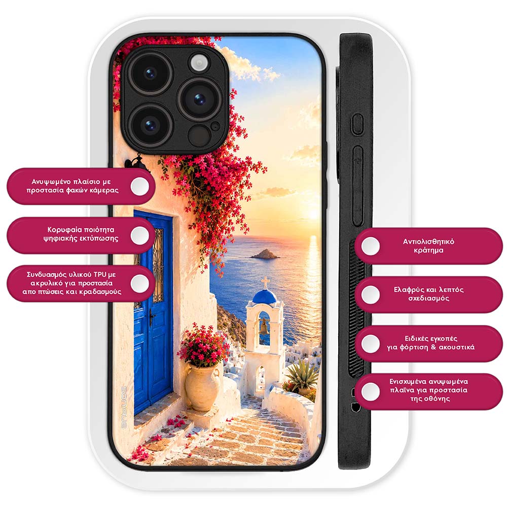 Θήκη Sonique Greek Island Muse Series για Nothing Phone 3a Pro Ηλιοβασίλεμα Σαντορίνης