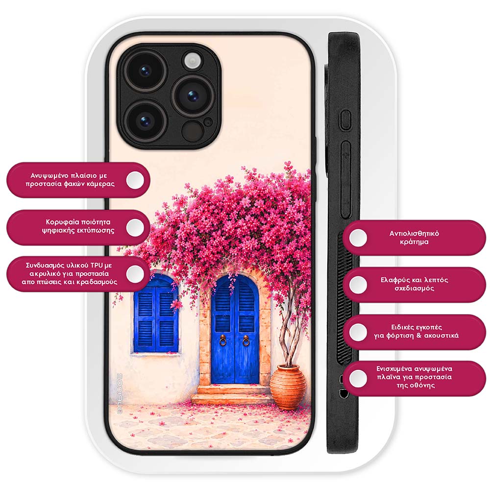 Θήκη Sonique Greek Island Muse Series για Nothing Phone 3a Pro Ροζ Μπουκαμβίλια