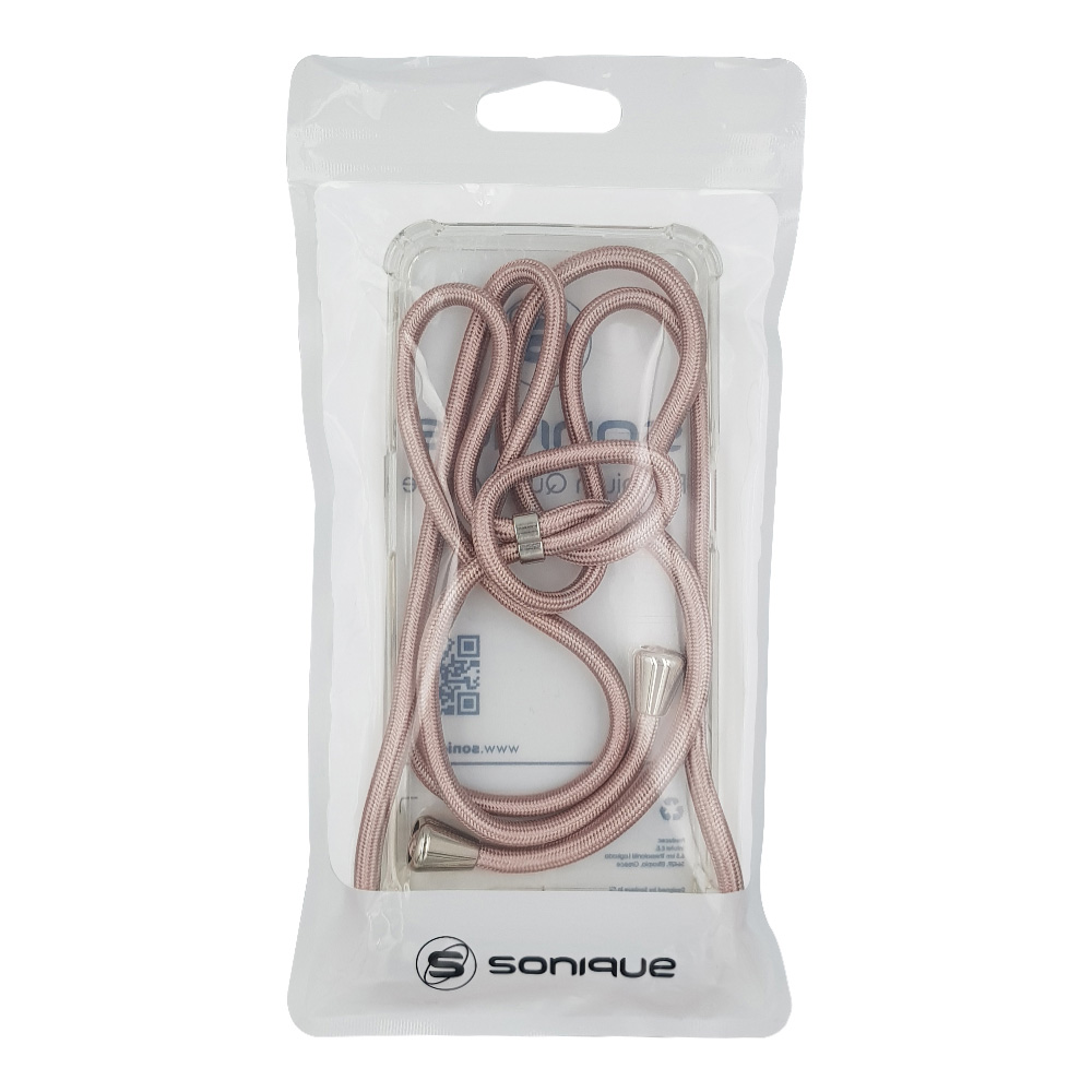 Θήκη Σιλικόνης με Κορδόνι Sonique Armor Clear Motorola Moto G86 5G / Moto G86 5G Power Ροζ Χρυσό Σατινέ