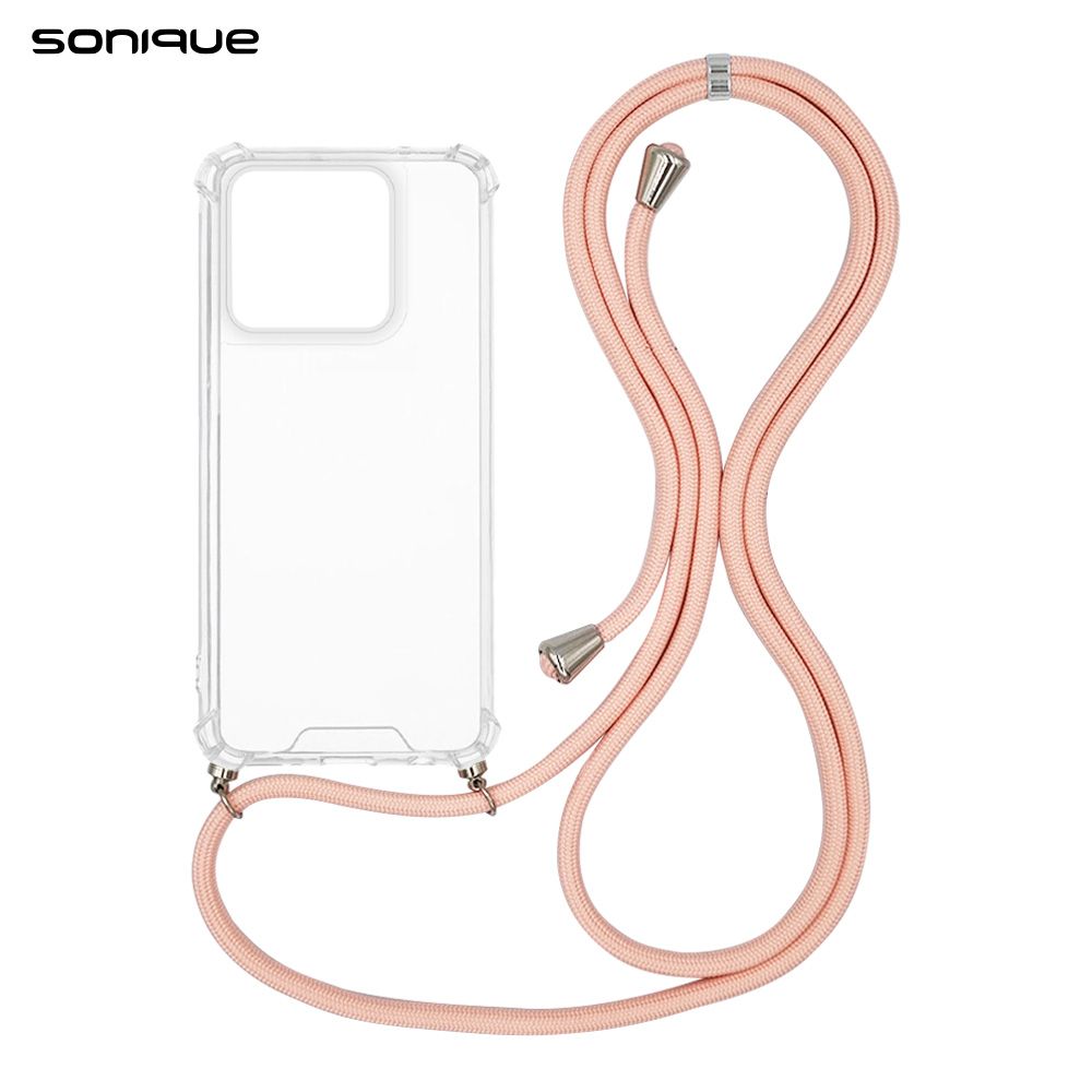 Θήκη Σιλικόνης με Κορδόνι Sonique Armor Clear Motorola Moto G86 5G / Moto G86 5G Power Ροζ