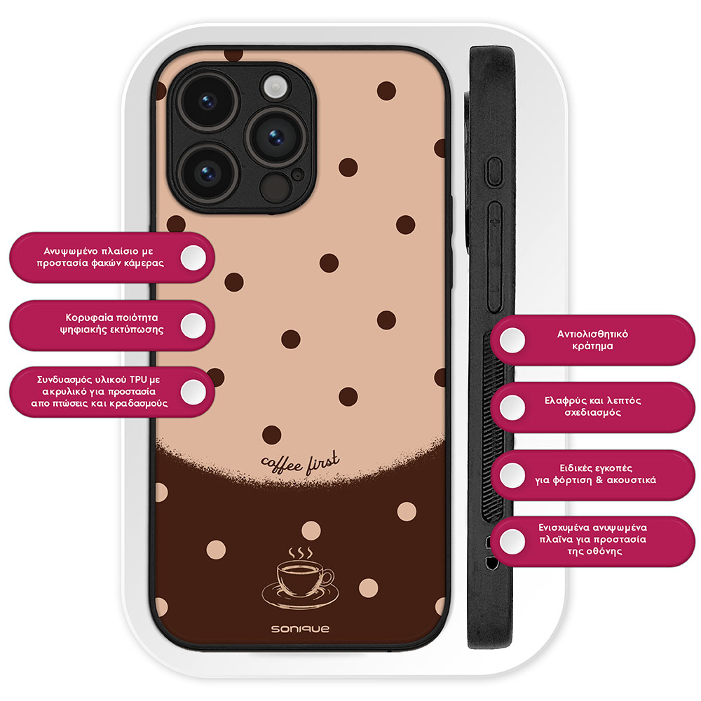 Θήκη Sonique Delulu Polka Era Series για Huawei P30 Lite Coffee First