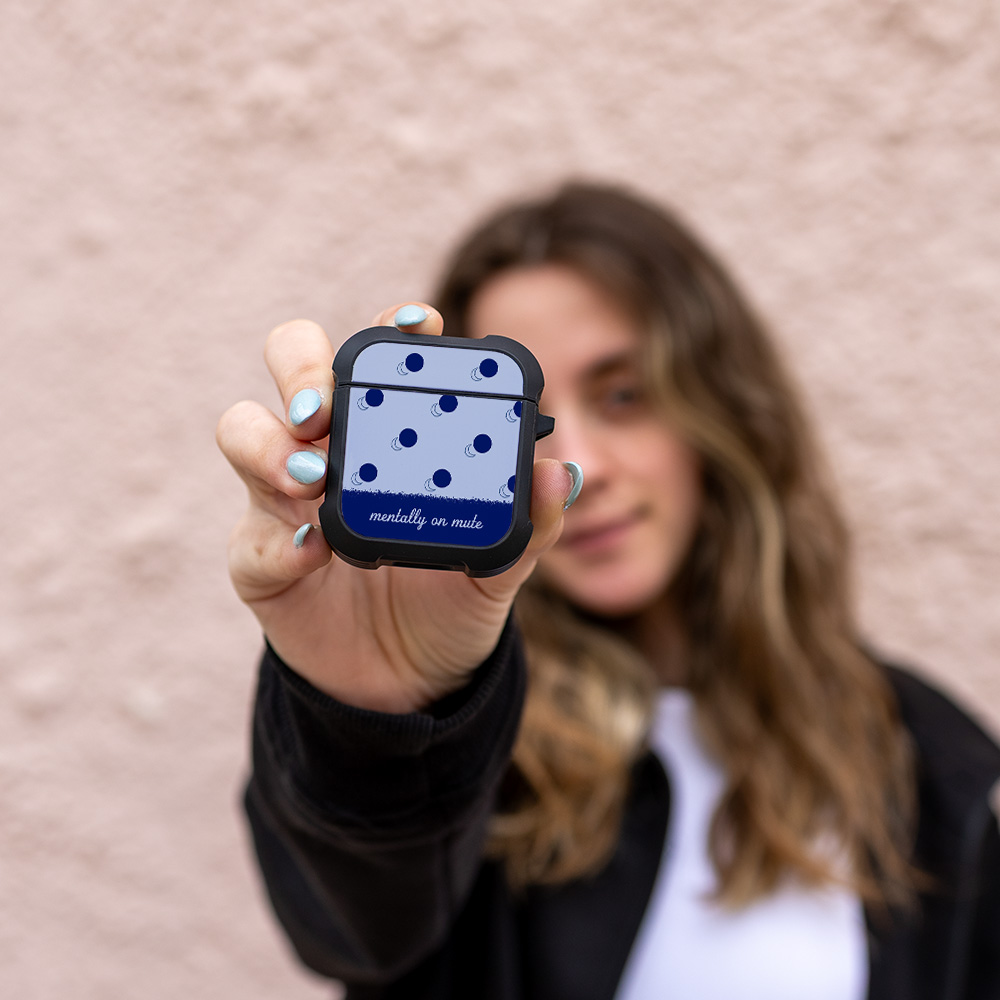 Θήκη Σιλικόνης Sonique Delulu Polka Era Series για AirPods 1/2 Blue Mentally