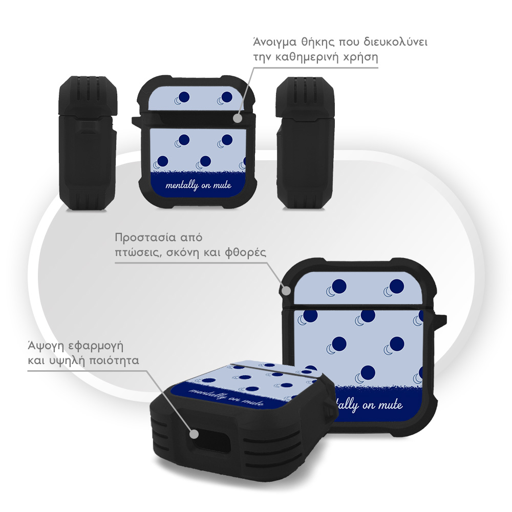 Θήκη Σιλικόνης Sonique Delulu Polka Era Series για AirPods 1/2 Blue Mentally