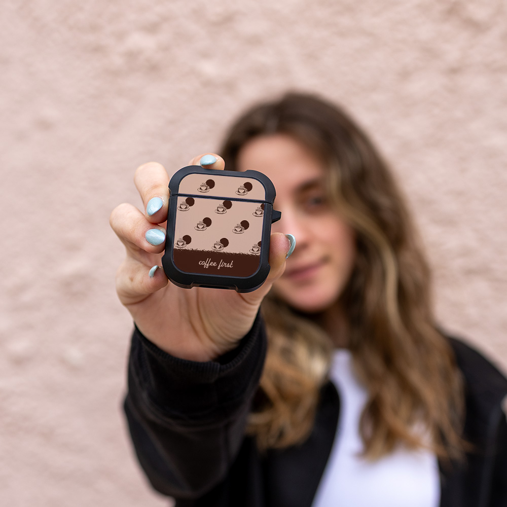 Θήκη Σιλικόνης Sonique Delulu Polka Era Series για AirPods 1/2 Coffee First