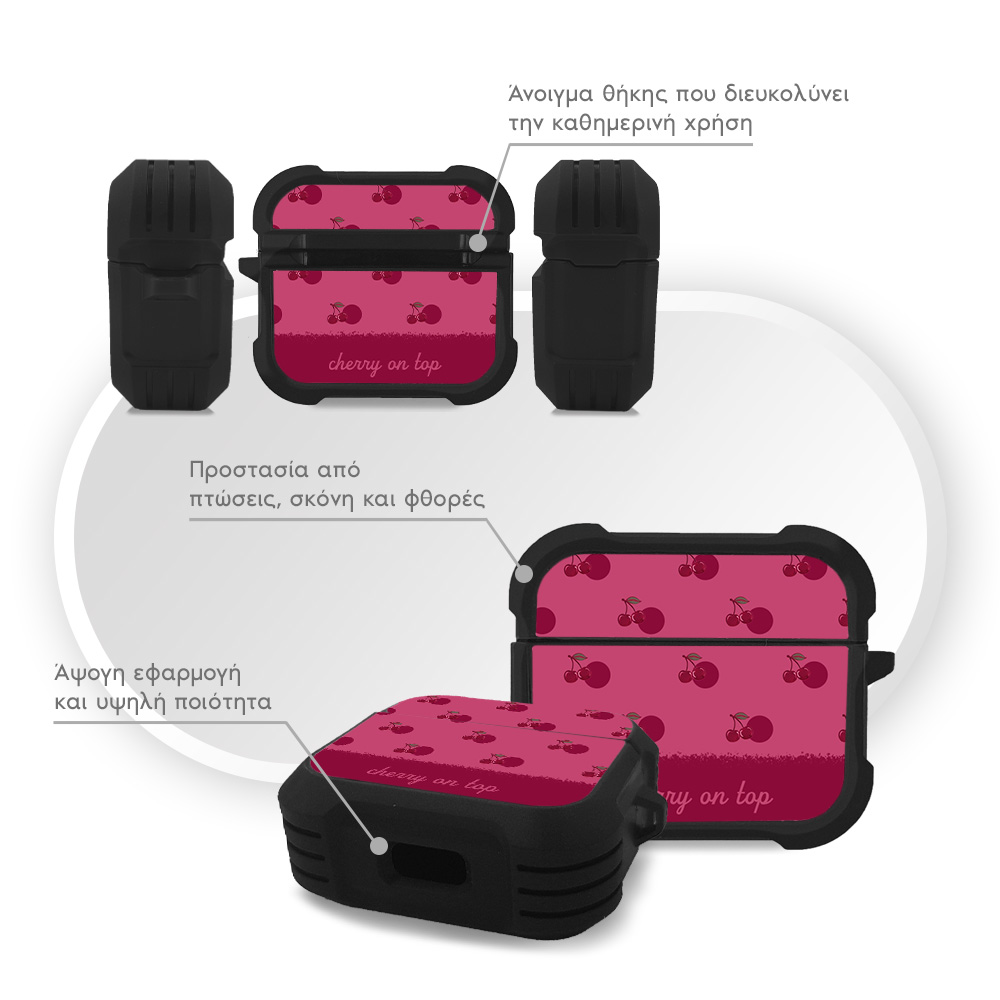 Θήκη Σιλικόνης Sonique Delulu Polka Era Series για AirPods 3 Top Cherry