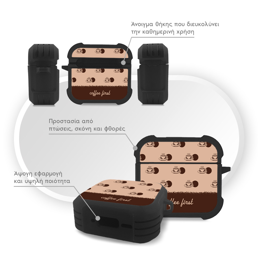Θήκη Σιλικόνης Sonique Delulu Polka Era Series για AirPods 4 Coffee First