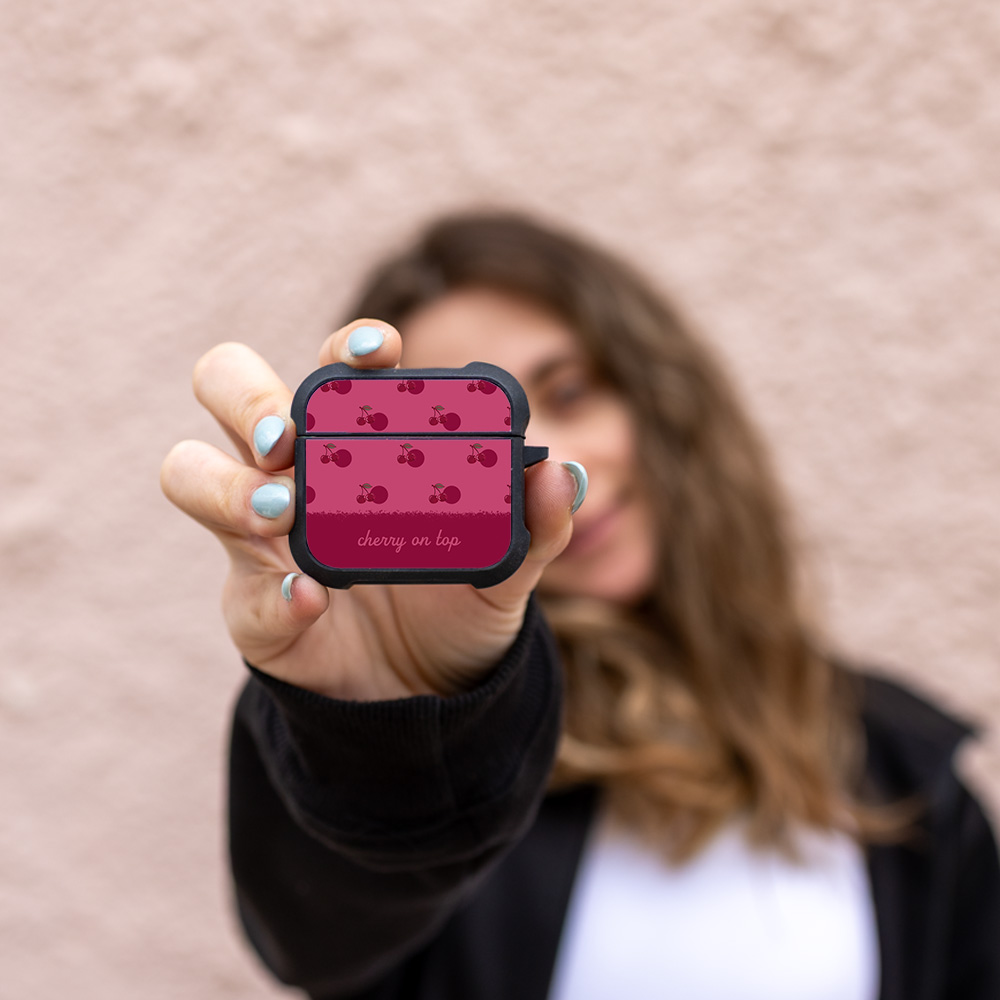 Θήκη Σιλικόνης Sonique Delulu Polka Era Series για AirPods 4 Top Cherry