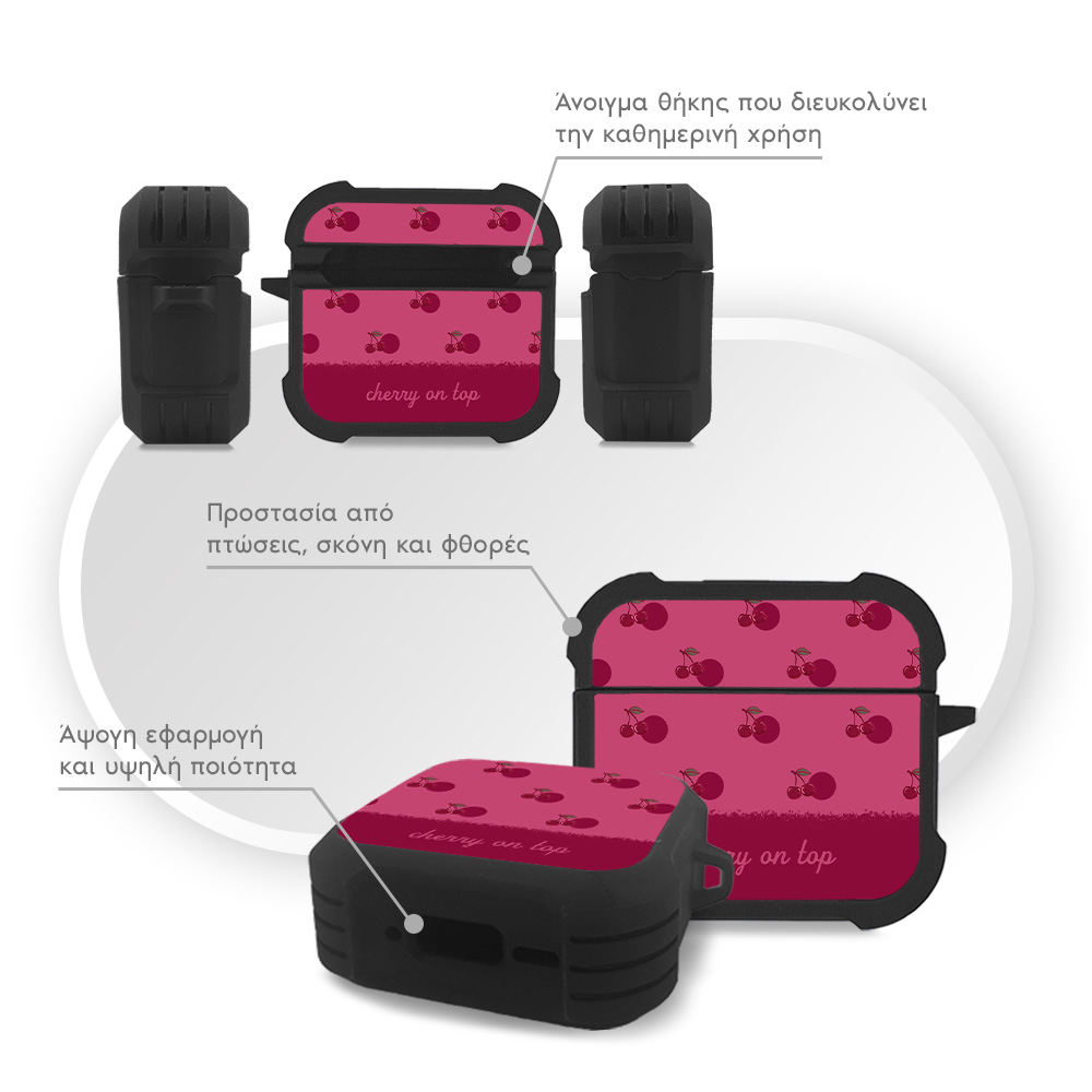 Θήκη Σιλικόνης Sonique Delulu Polka Era Series για AirPods 4 Top Cherry