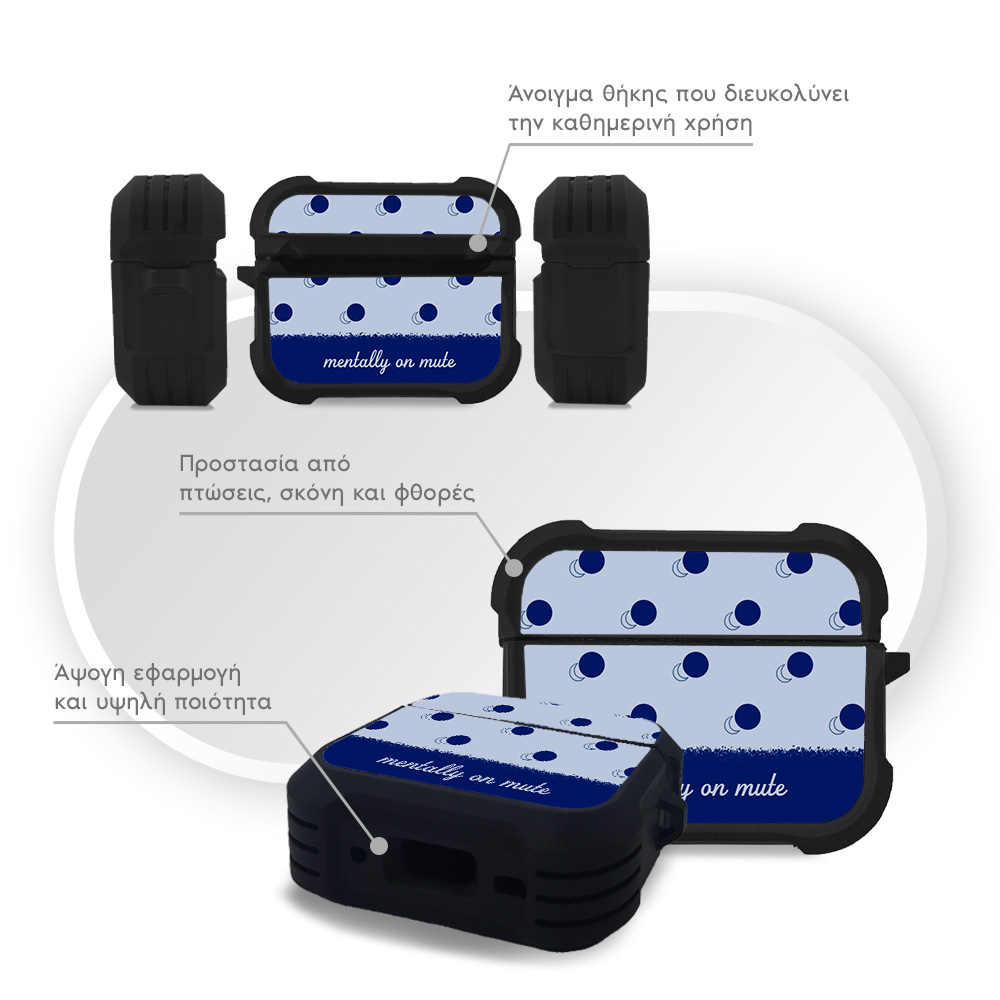 Θήκη Σιλικόνης Sonique Delulu Polka Era Series για AirPods Pro 3 Blue Mentally