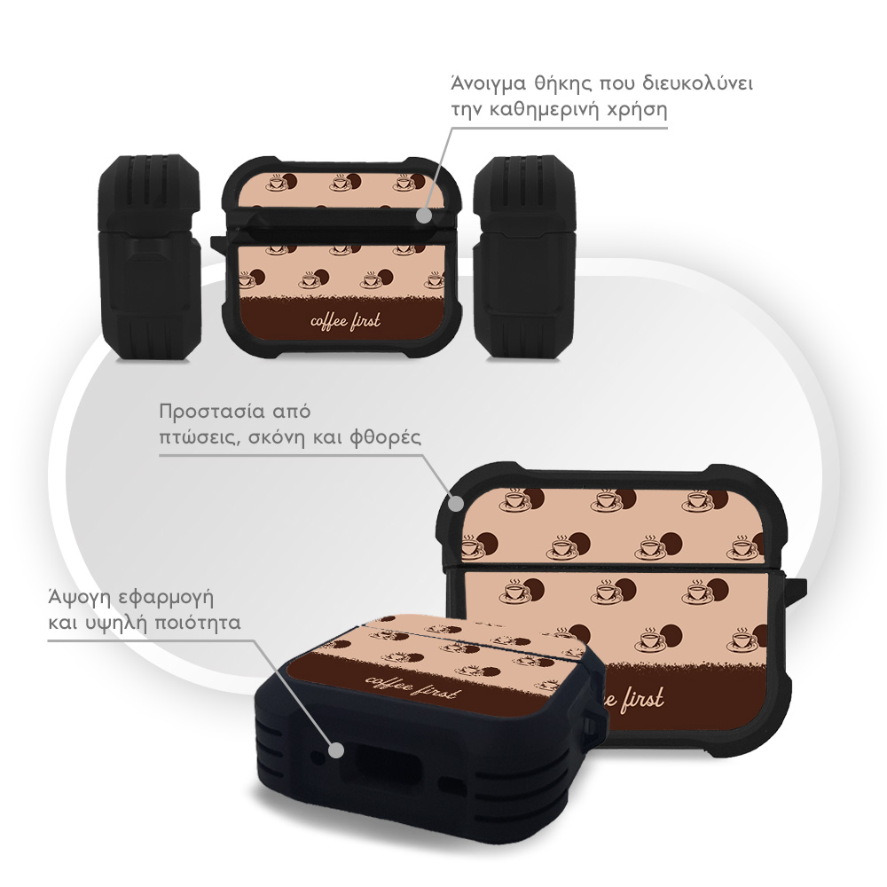 Θήκη Σιλικόνης Sonique Delulu Polka Era Series για AirPods Pro 3 Coffee First