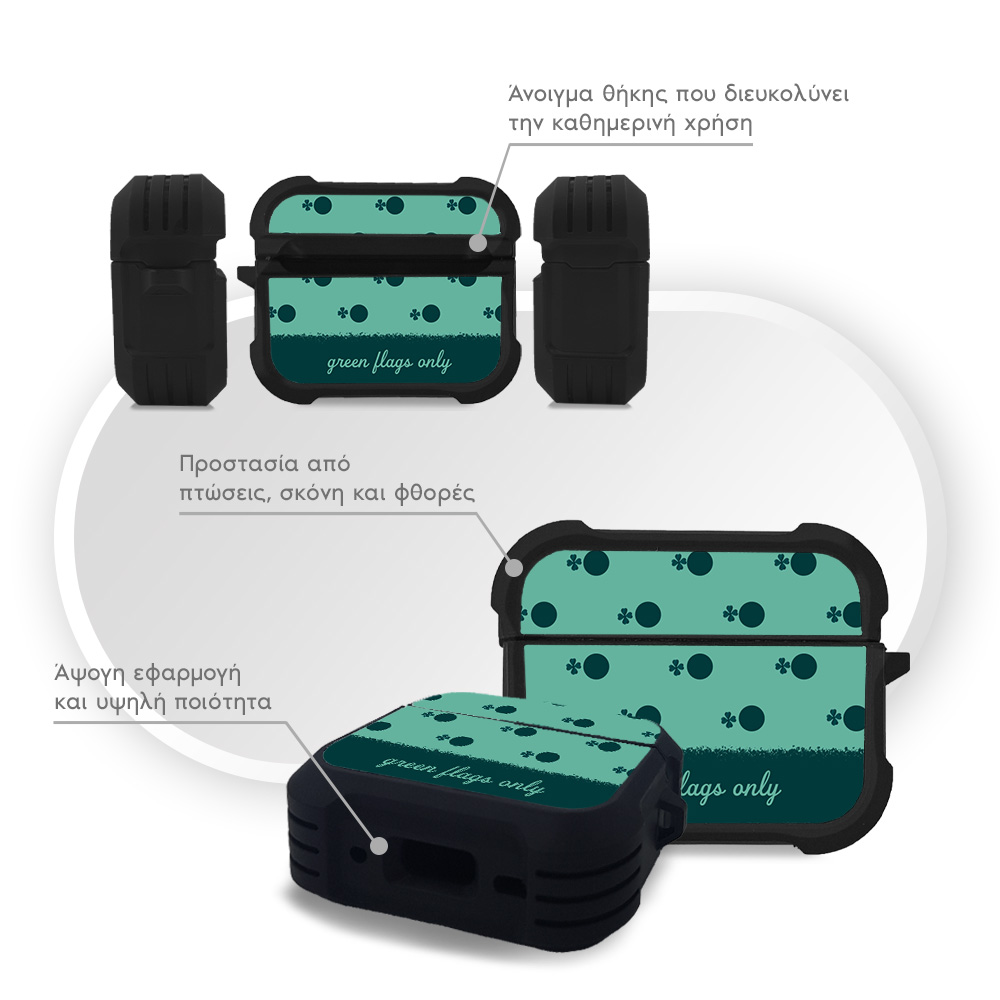 Θήκη Σιλικόνης Sonique Delulu Polka Era Series για AirPods Pro 3 Green Flags
