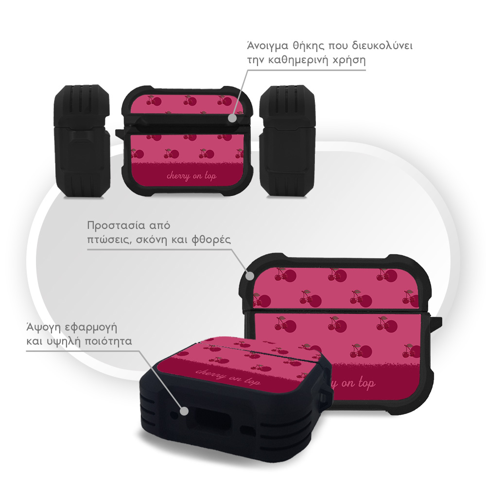 Θήκη Σιλικόνης Sonique Delulu Polka Era Series για AirPods Pro 3 Top Cherry