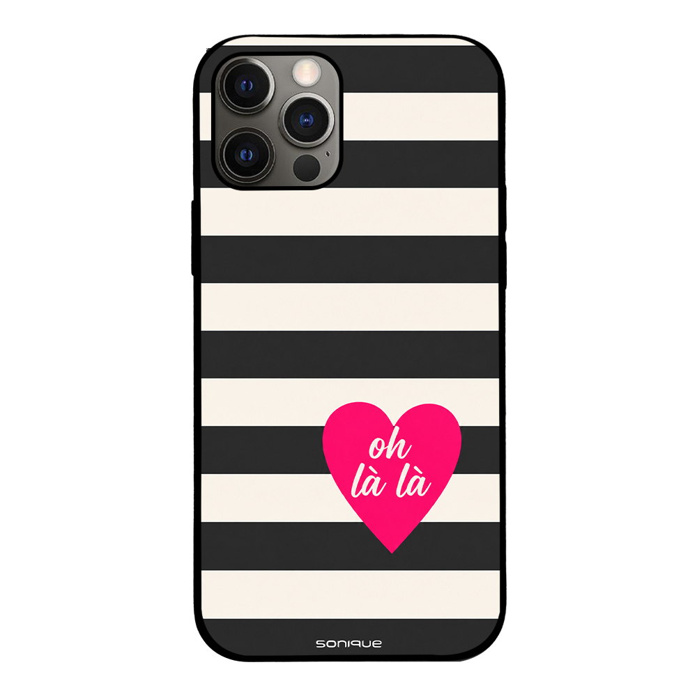 Θήκη Sonique Stripe Stories Series για Apple iPhone 12 / iPhone 12 Pro Oh La La – Μαύρο