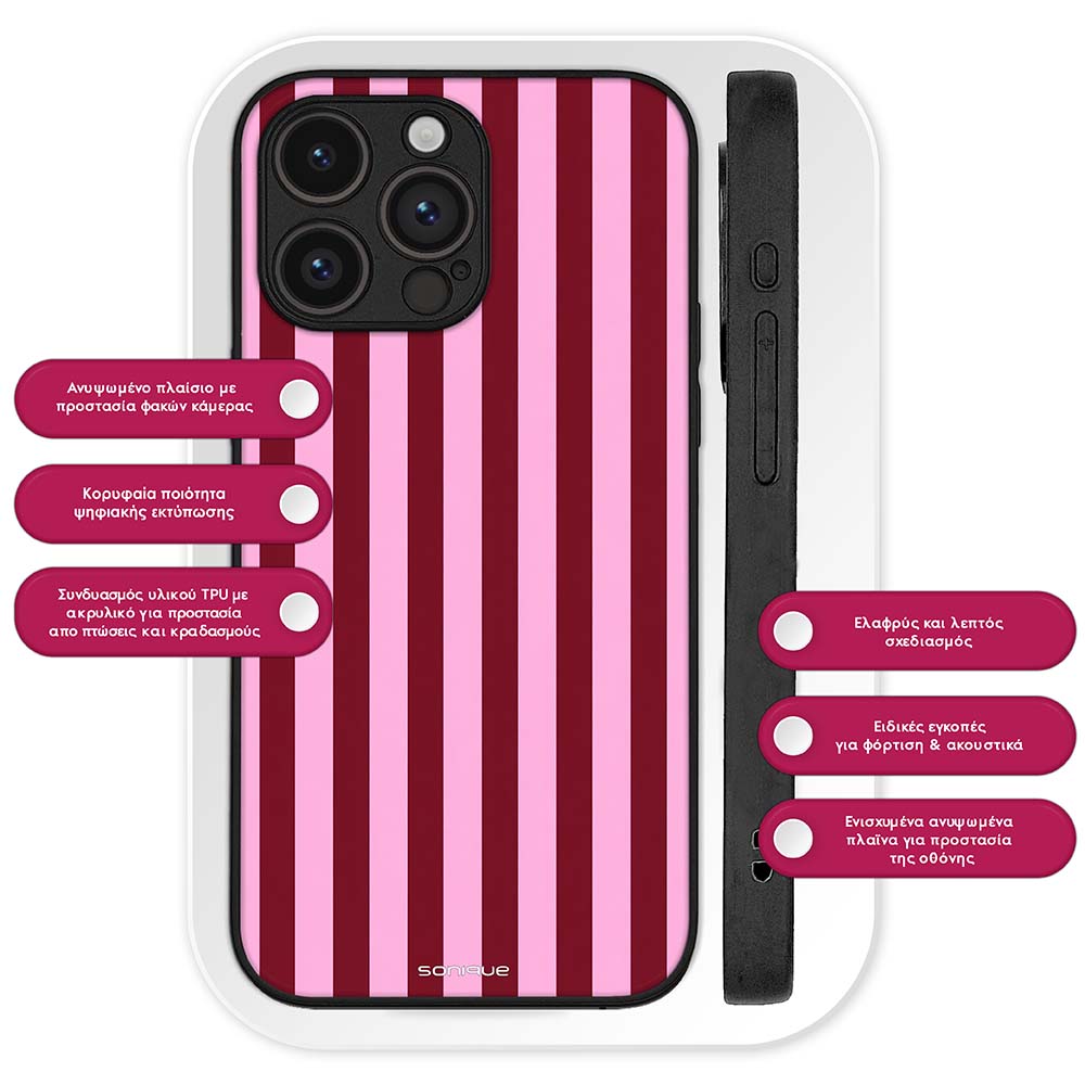 Θήκη Sonique Stripe Stories Series για Google Pixel 9 5G Ρίγες Ροζ – Κόκκινο
