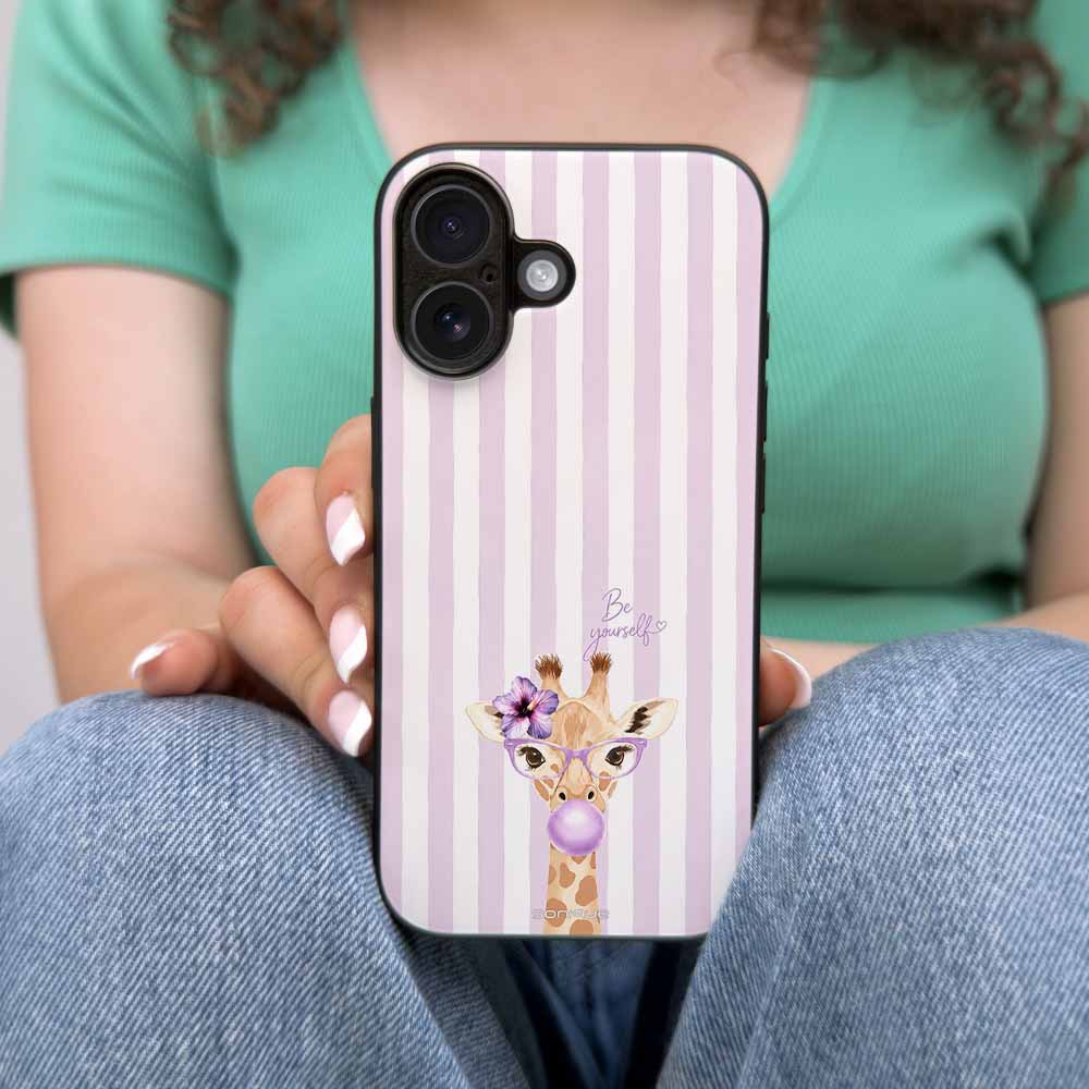 Θήκη Sonique Stripe Stories Series για Nothing Phone 3a Λιλά- Καμηλοπάρδαλη με Τσιχλόφουσκα